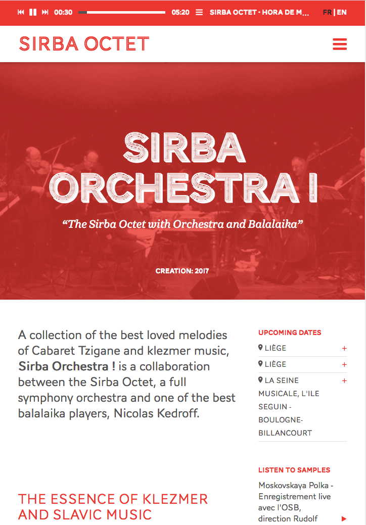 Page Internet. Salle Philharmonique à Liège. Sirba Octet with Orchestra and Balalaika. 01 2017-12-15